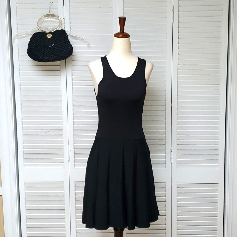 Parker Fit and Flare Black Sleeveless Knit Dress Size S